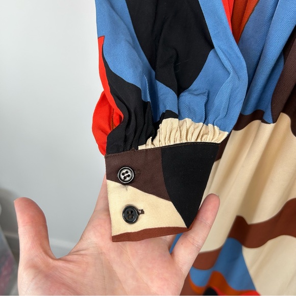 Stine Goya Ophelia Dress Size XS Oversized Long Sleeves Midi Bold Pattern - Picture 5 of 10